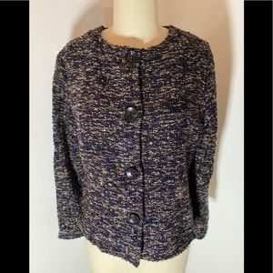 Anthropologie navy tweedy boucle cardigan